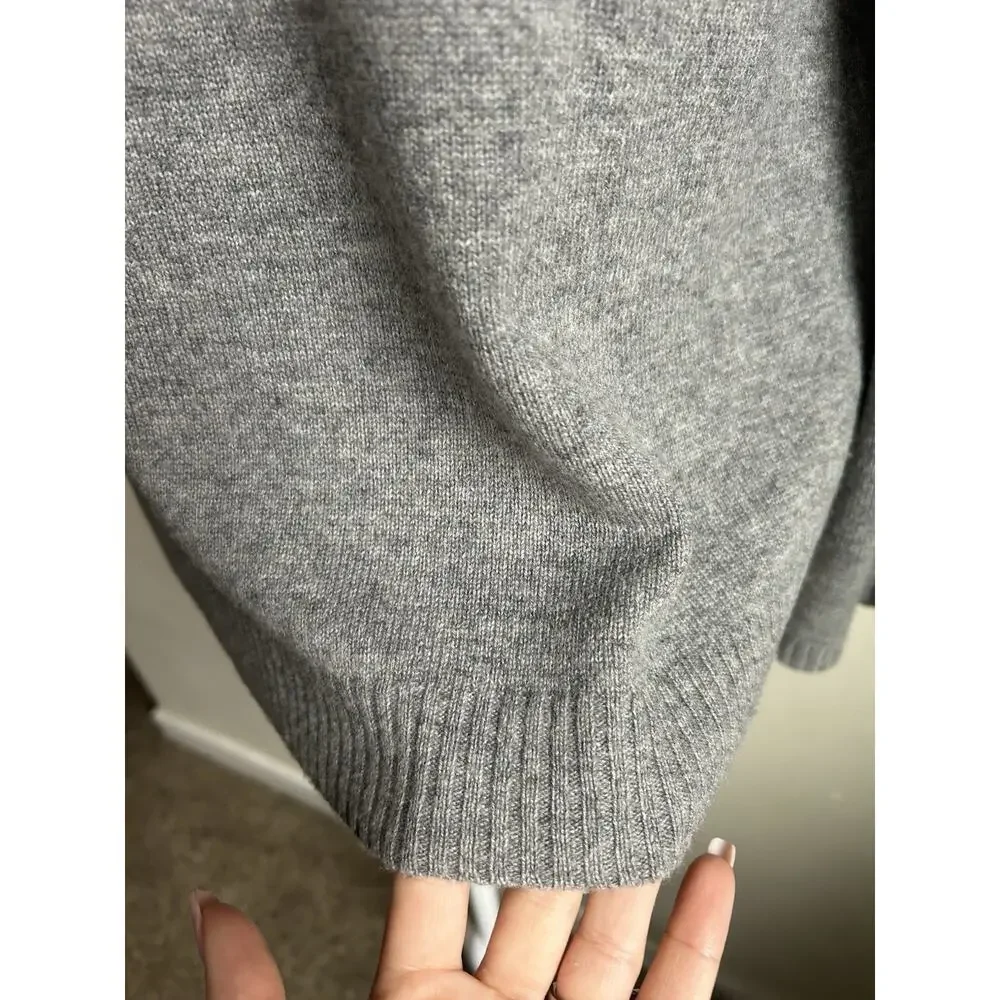 Lisa Todd Cashmere Merino Wool Sweater Women’s M Gray Cowl Neck Zip Knit MINT - Picture 5 of 13
